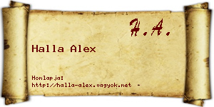 Halla Alex névjegykártya
